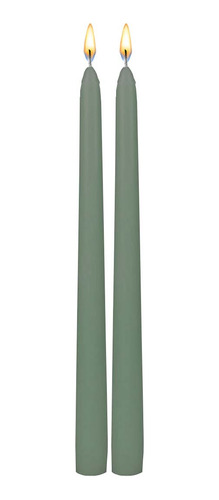 2 Velas Largas Verde Seco 35cm Para Candelabro Aluzza