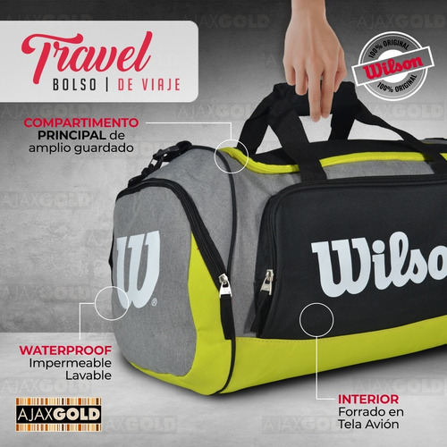 Imagen 5 de 10 de Bolso Deportivo Wilson Viaje Urbano Gym Bolsillo Mediano