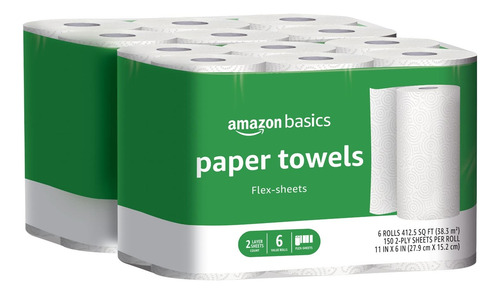 Papel De Cocina Amazon Basics Flex De 2 Capas 12 Rollos
