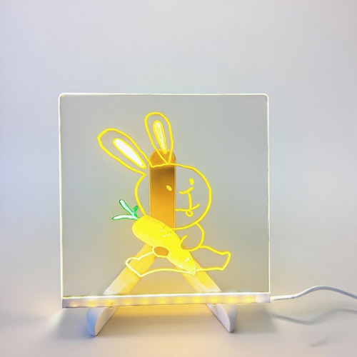 20*20cm Tablero De Dibujo Led Para Niños, Acrílico Transparente, Doble Cara, Borrable En Seco, Con Base Ajustable, Incluye 7 Plumones Fluorescentes, Luz Led Multicolor Y Nocturna