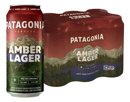 Cerveza Patagonia Amber Lager Lata 473ml Pack X 6u