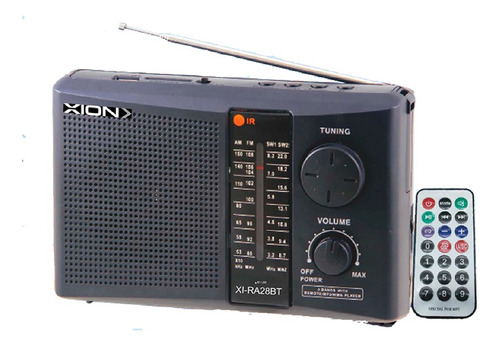 Radio Portatil Xion 7 Bandas Bluetooth Control Remoto Color Negro