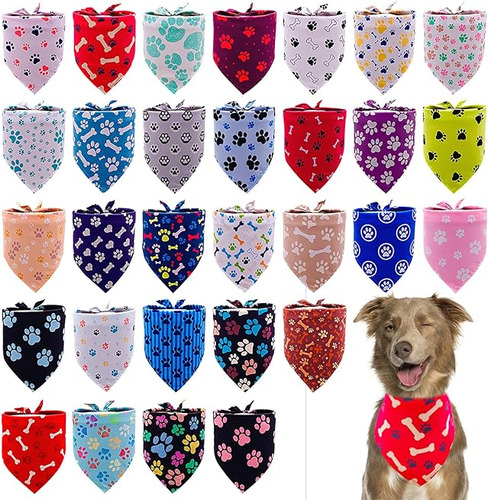 Pai Sence 30 Bandanas Para Perros Grandes Con Estampado Pata