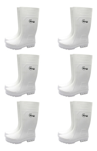 6 Pares Bota De Hule Blanca #8 Maple Safe