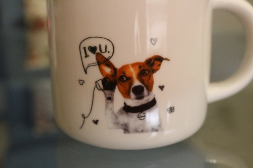 Imagen 2 de 2 de Taza Decorada Perrito Al Teléfono