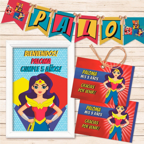 Kit Imprimible Super Heroe Mujer Maravilla Candy Cumple