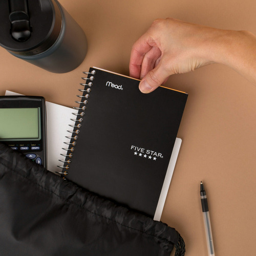 Five Star Spiral Notebook, 1 Subject, College Ruled Paper, Color Negro