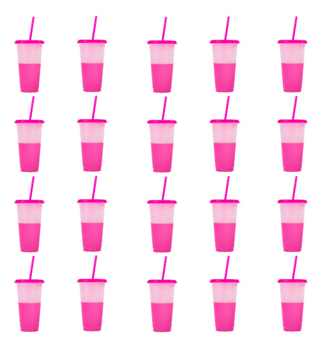 Vasos Mágicos De 700 Ml Que Cambian De Color 20 Piezas Color Fucsia