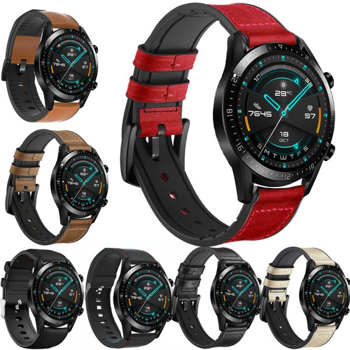 Combo 3 Correas Caucho Con Piel Para Huawei Watch Gt 2 46mm