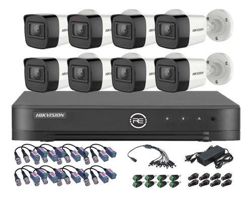 Kit Dvr Hikvision 8ch + 8 Camaras 1080p Exterior Full Hd 2mp