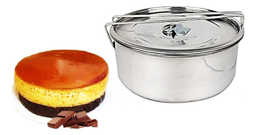 Molde Flanera Fiambreras  Choco Flan 18 Cm Aluminio Con Tapa