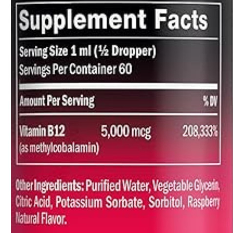 Vitamina B12 5000 Mcg Metilcobalamina Sublingual Gotas