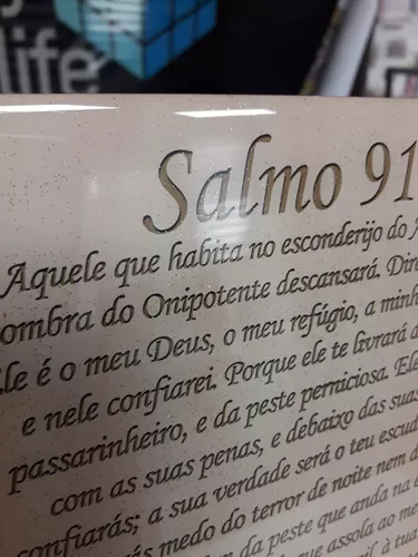 Quadro Decorativo Salmo 91 Frase Religioso