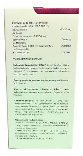 Suplemento Vitaminico Calcio Vitamina D, Alfem Pack 4 Pzas