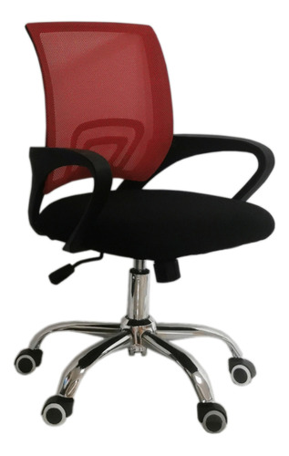 Silla de escritorio Empoli EM-3043 ergonómica  negra y roja con tapizado de mesh