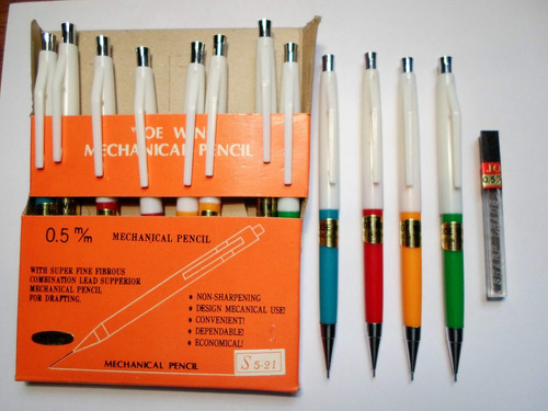 12 Lapices Mecánicos Portaminas + Tubo C/ 12 Minas 0.5mm Imp