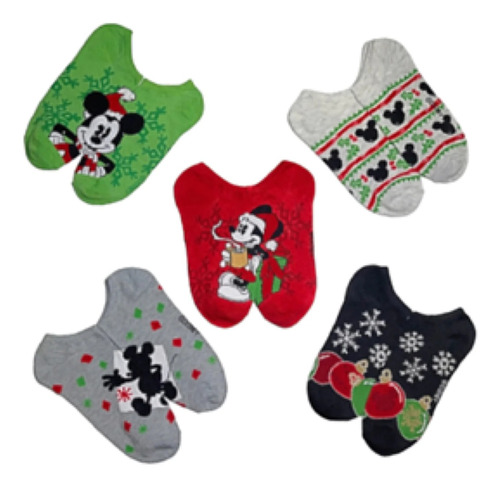 Calcetines Tobilleras Mujer Disney Mickey Mouse Navidad 5par