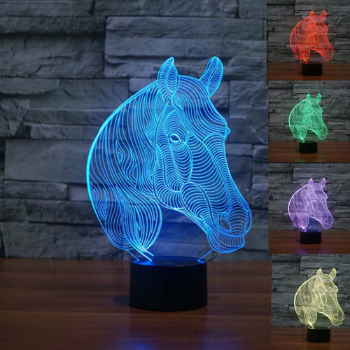 3d Caballo Luz Noche Animal Usb Lampara Interruptor Tactil 7