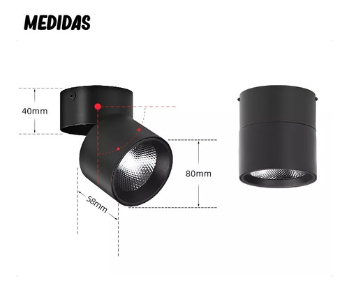 Lampara De Techo Tipo Bala Led Spot Dirigible
