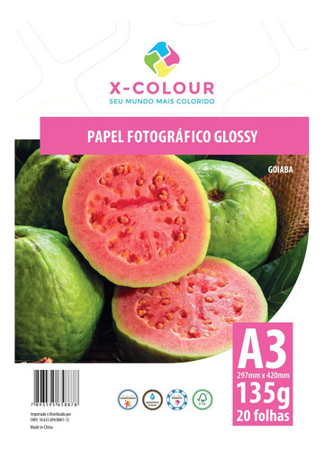 Papel Fotografico Glossy A3 135g M² 20 Folhas X-colour