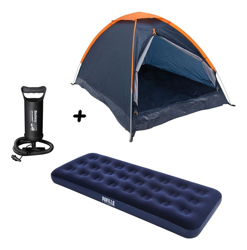 Barraca Camping Panda 2 P Ntk + Colchão Solteiro + Bomba