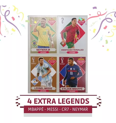 Kit 4 Figurinha Rara Legend - Neymar / Messi / Mbappé / Cr7