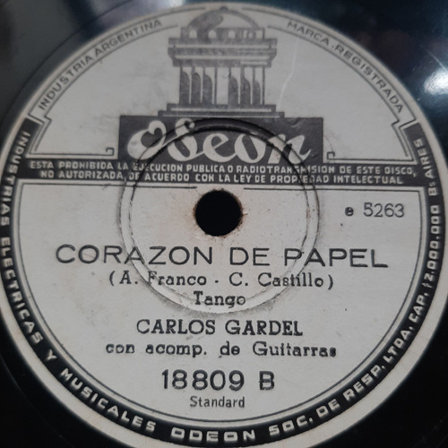 Pasta Carlos Gardel Guitarras Odeon 18809 C45