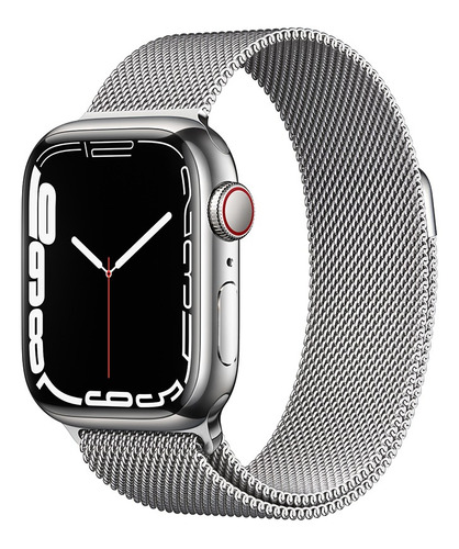 Apple Watch Series 7 (GPS + Cellular, 41mm) - Caja de acero inoxidable color plata - Pulsera Milanese Loop plata