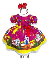 Comprar Vestido Marie Junino Roça Feliz Luxo Acomp Tiara Brinde