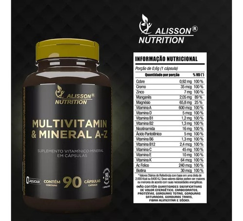 Revigorante Físico Mental 90 Cápsulas - Alisson Nutrition Sabor Multivitamin