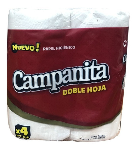 Papel Higienico Campanita Doble Hoja Pack 4 Rollos 20 Mts