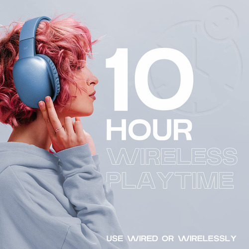 Auriculares Inalámbricos Ijoy Ultra Con Micrófono, Auriculares Bluetooth Inalámbricos Recargables Para Colocar Sobre Las Orejas Con 10 Horas De Reproducción, Ranura Sd, Cable De Respaldo, Auriculares