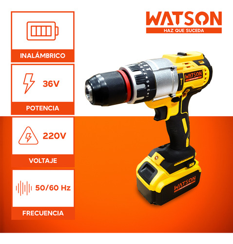 Taladro Inalámbrico Percutor 36v + Llave Impacto Watson