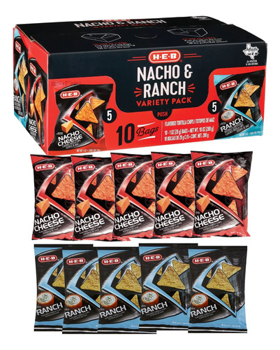 H-e-b Botana Americana Nacho & Ranch 10pzs Totopos Chips