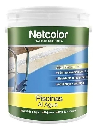 Pintura Piletas Piscinas Al Agua Netcolor Acuosa 4 Lt 