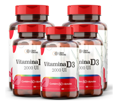 Vitamina D3 2000 Ui C/ 60 Capsules Kit 5 Potes
