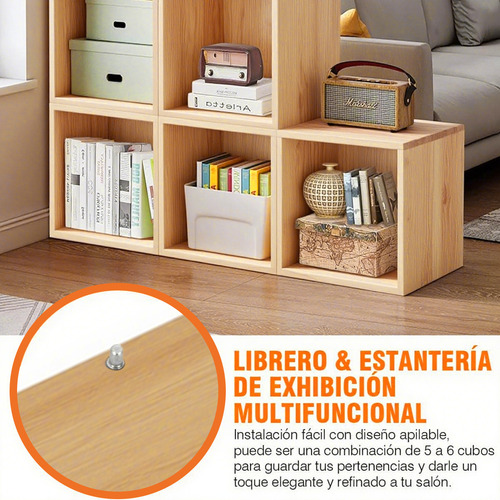 Librero Organizador Cubos Apilables De Madera Multifuncional
