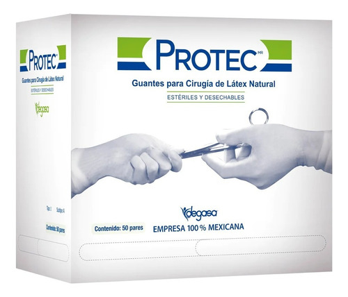 Guante Cirujano Protec Talla 8 50 Pares Color Blanco