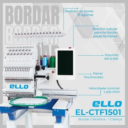 Máquina De Bordado Uma Cabeça 15, Algulhas 1200 Rmp Ctf 1501