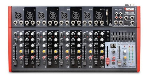 Mixer Novik Mesa De Som 12 Canais Nvk-1202 Fx 220v Analógica