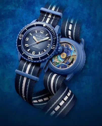 Relógio Swatch X Blancpain Atlantic Ocean So35a100 Azul Relógio Swatch X Blancpain Atlantic Ocean So35a100 Azul