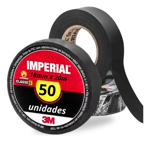 Kit 50 Fita Isolante Imperial Slim 18x20 Metros 3m