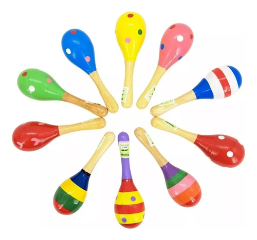 2 Maracas Mini Madera Sonajeros Música Niños Ideal Souvenir