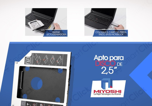 Imagen 8 de 10 de Caddy Segundo Disco Notebook Hdd Sata O Ssd Universal 12,7mm