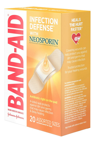 Band Aid Neosporin C/ 20 Unid Cicatrizante C/ Antibiotico