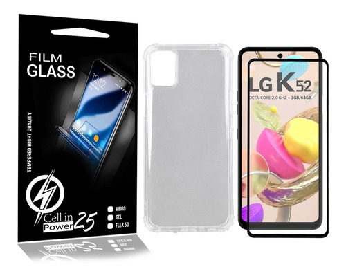 Capinha Antiqueda Para LG K52 + Película 3d + Kit Aplicação