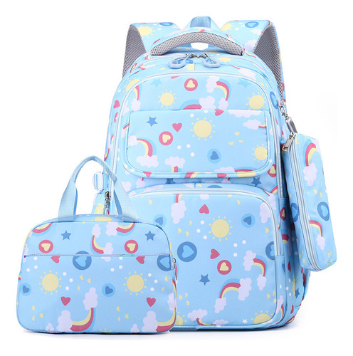 Mochila Infantil Rainbow De 3 Piezas Con Lonchera Y Estuche