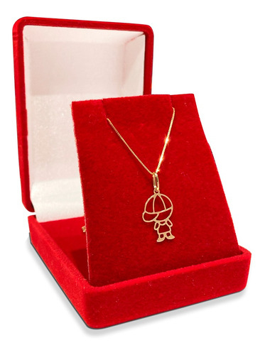 Gargantilha Com Pingente Menino De Ouro 18k Veneziana 45cm Cor Amarelo