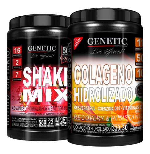 Reemplaza Comidas Shake Mix Colageno Resveratrol Q10 Genetic