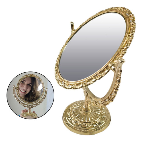 Espelho De Mesa Vintage Duplo Princesa Giratorio Bancada